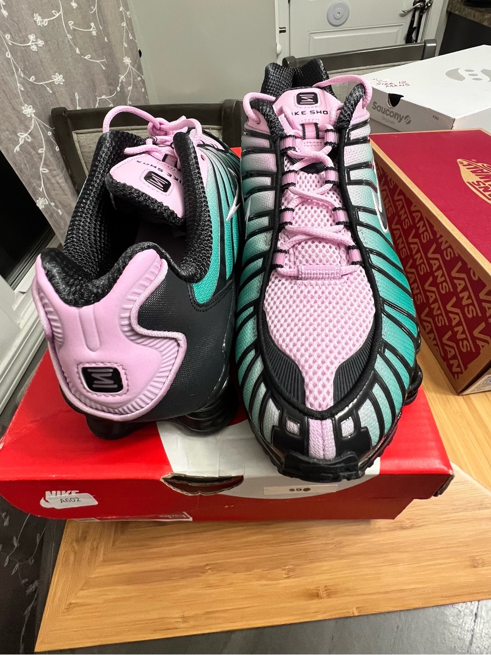 Nike Women’s Shox TL Fade in Pink, Neptune Green and Black